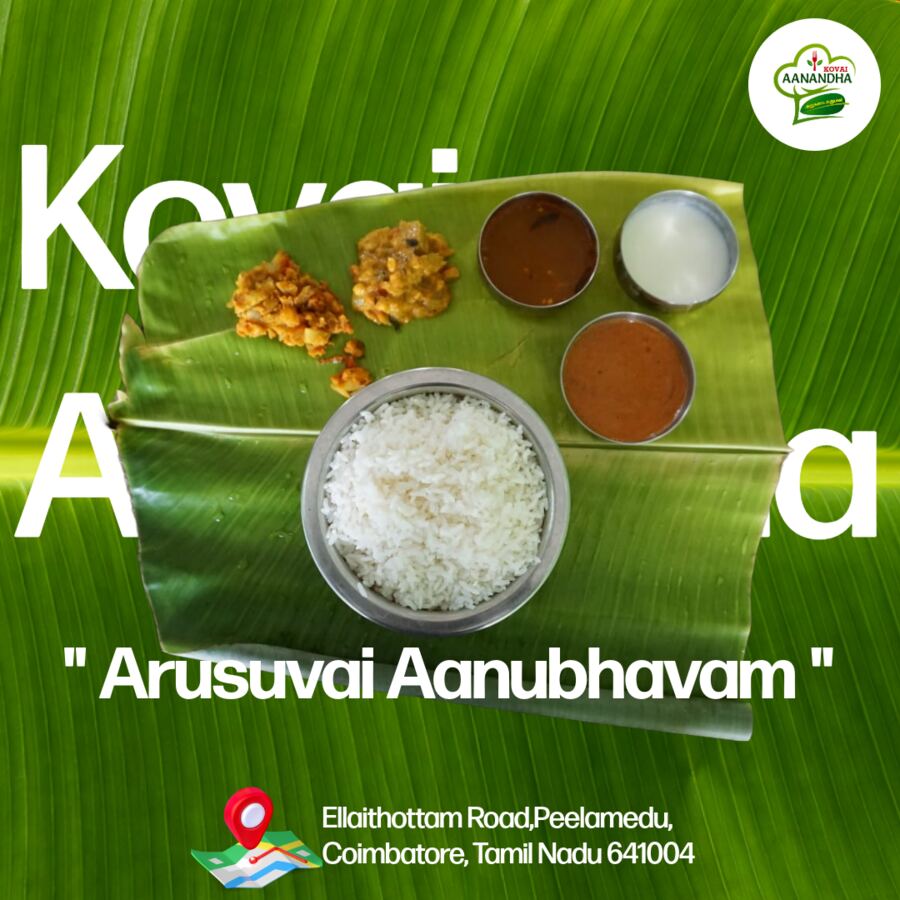 Traditional banana leaf meal with rice, sambar, rasam and curries